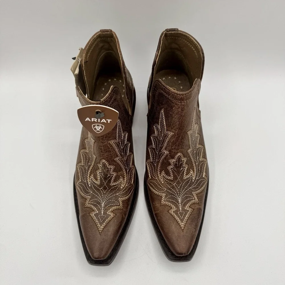 Ariat Dixon Low‎ Heel  Boots Women's Size 7 Rhino Tan Leather Snip Toe